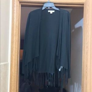 Micheal Kors Black Long Fringe Sweater